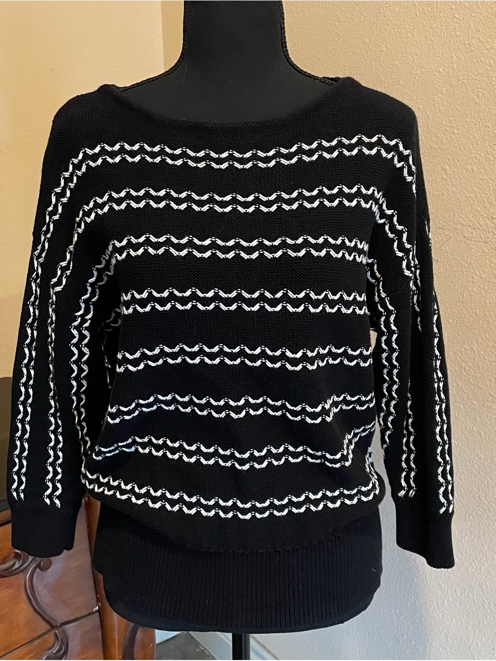 Ann Taylor factory black and white sweater